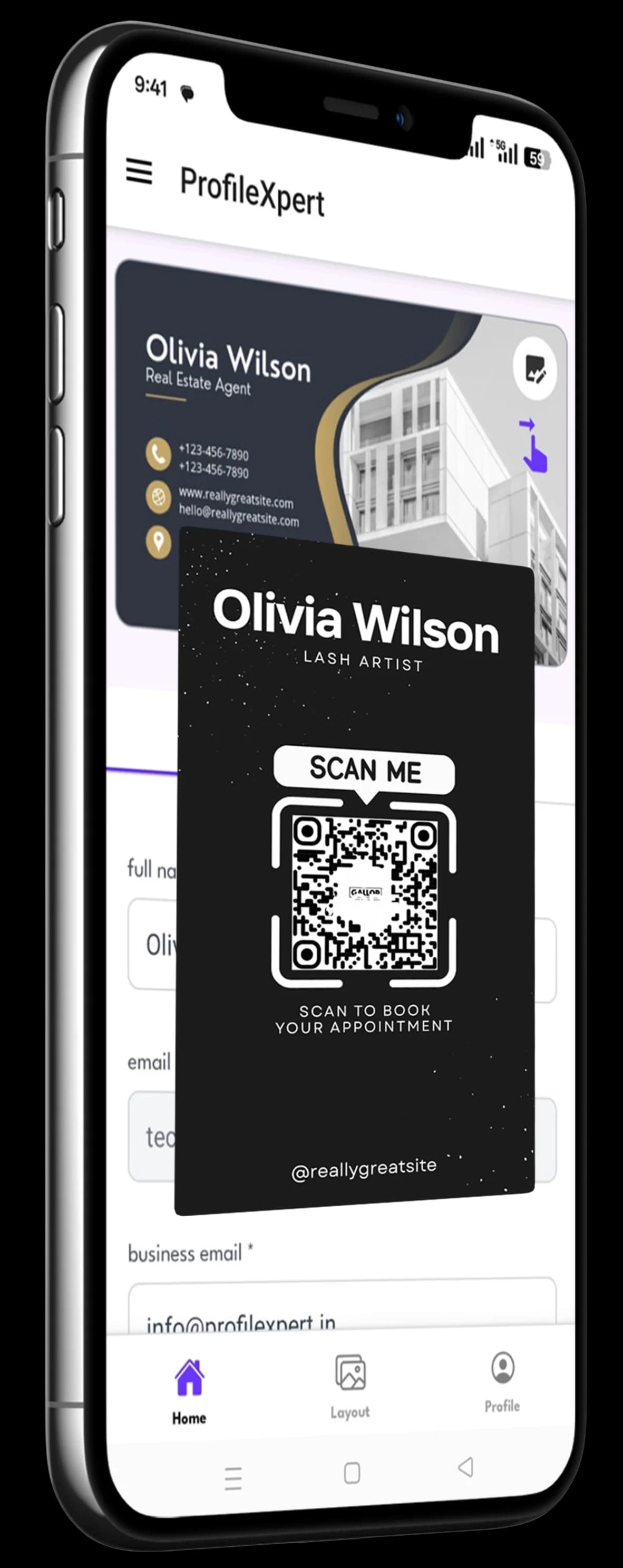 NFC Card & Share phone mockup