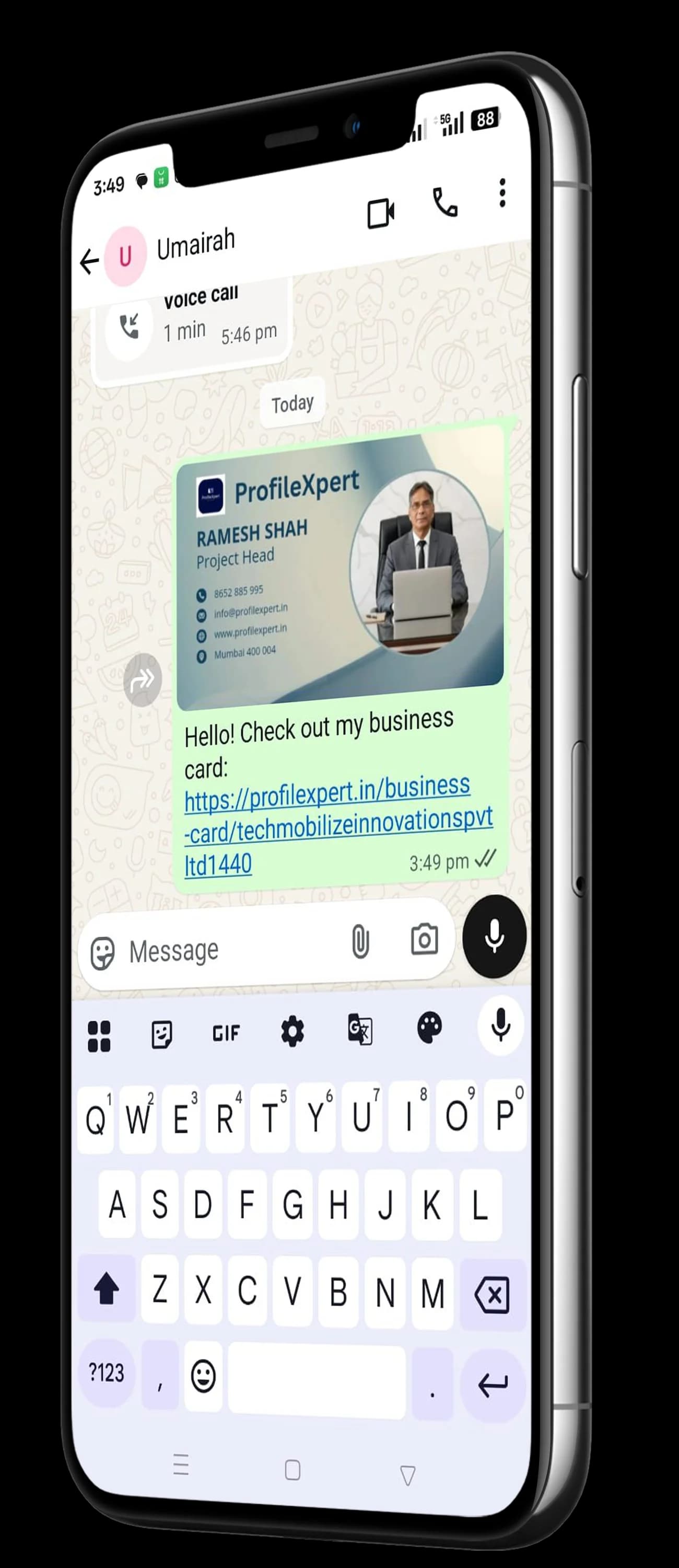 Share on WhatsApp & Social Media phone mockup